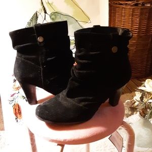 Black suede slouch booties